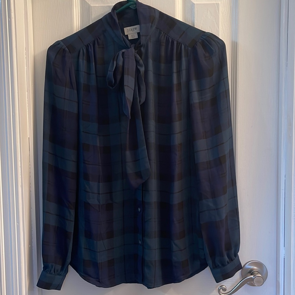 J.Crew Blue and Green Blouse
